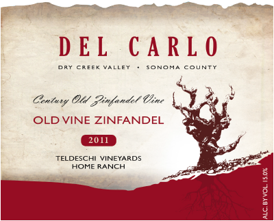 2011 Del Carlo Winery Old Vines Zinfandel label